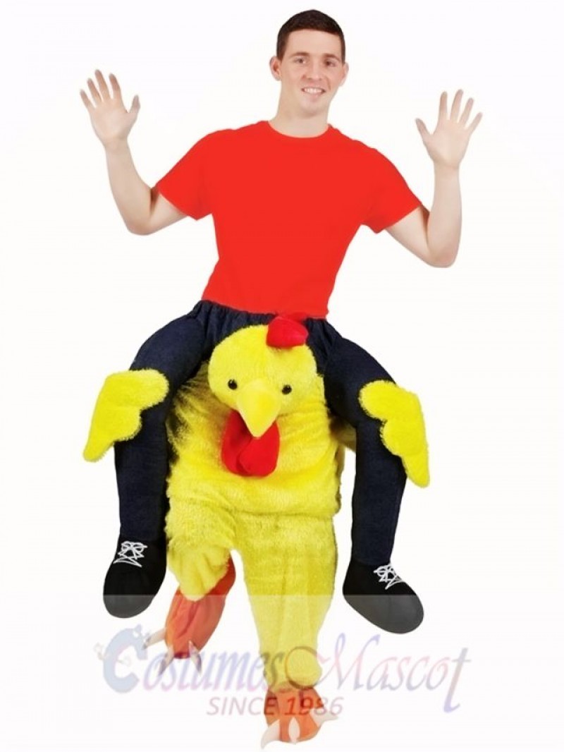 Carry Me Yellow Chicken Chick Piggy Back Mascot Costume Ride On Me Funny Fancy Dress