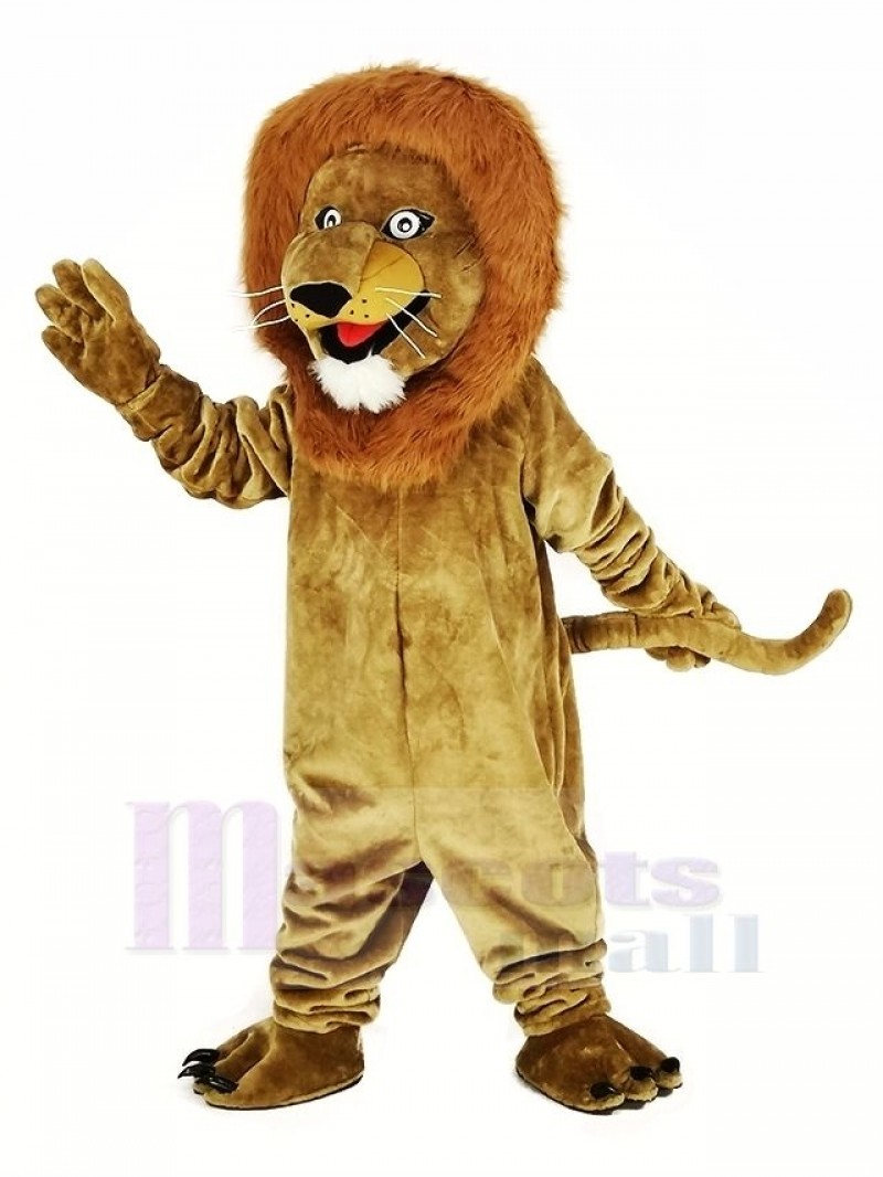 Brown Smiling Lion Mascot Costume Animal