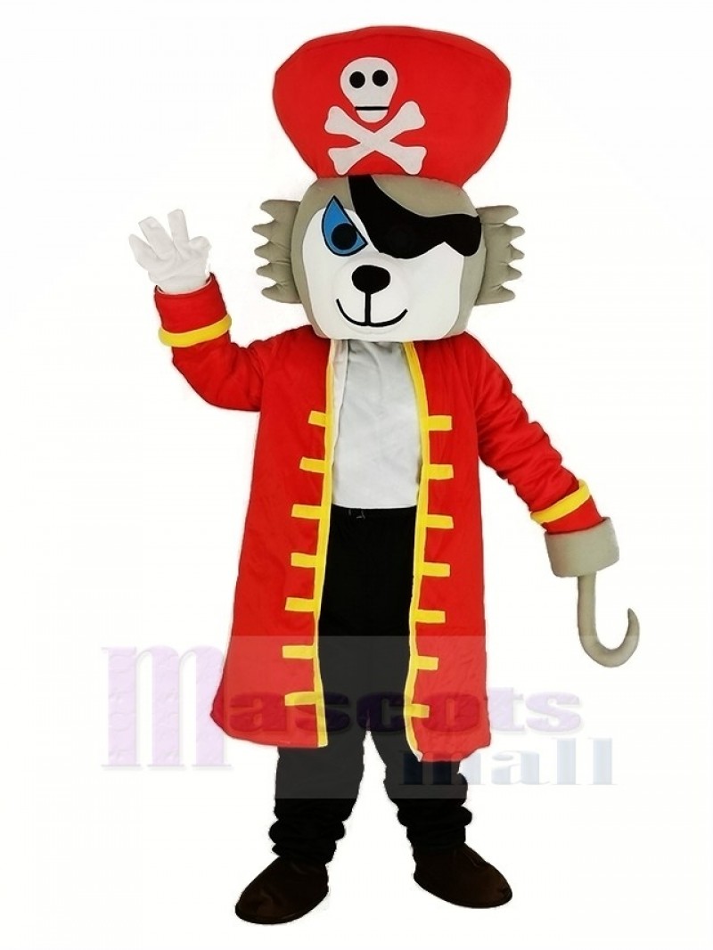 Pirate Wolf with Red Coat Mascot Costume Animal
