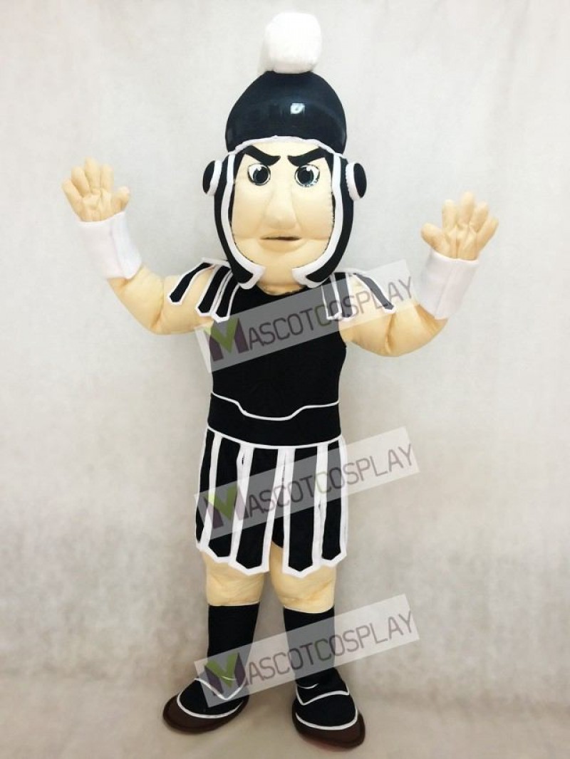 Black and White Spartan Trojan Knight Sparty Mascot Costume