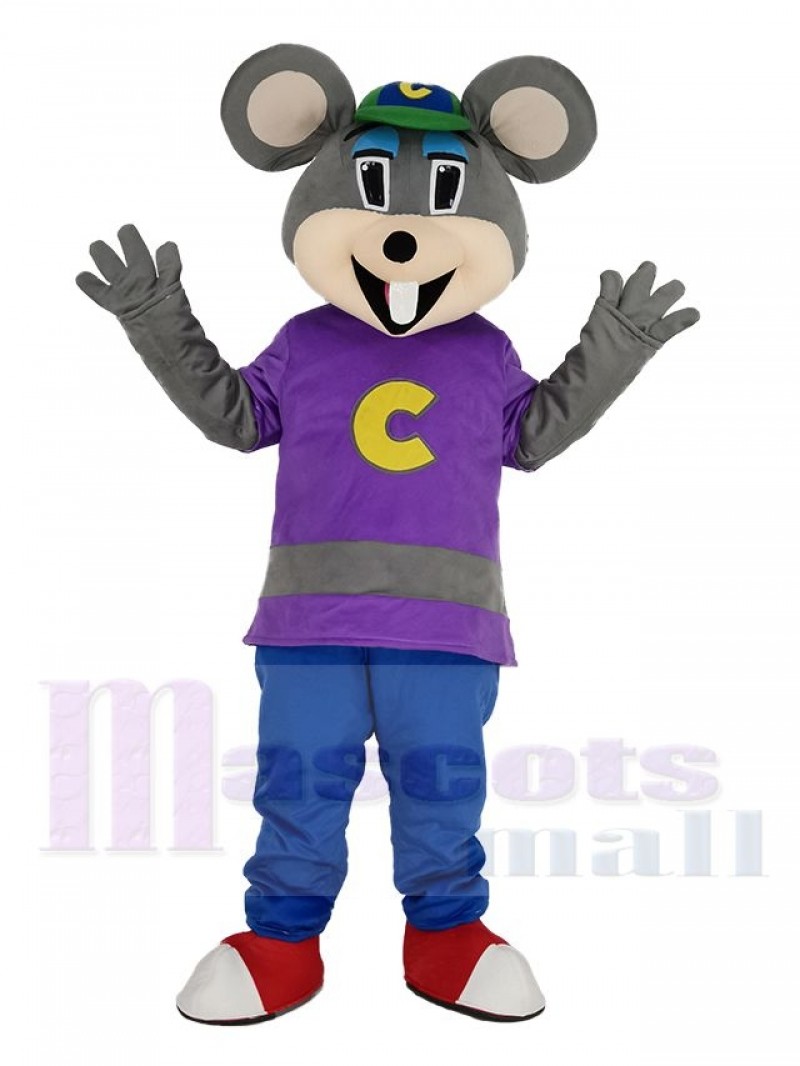 Cute Chuck E. Cheese Mouse with Green Hat Mascot Costume