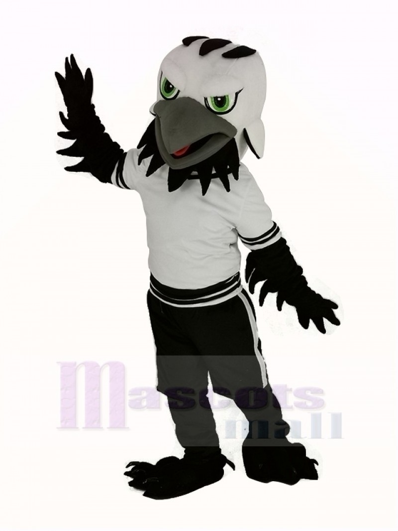 Black Eagle Falcon with Green Eyes Mascot Costume