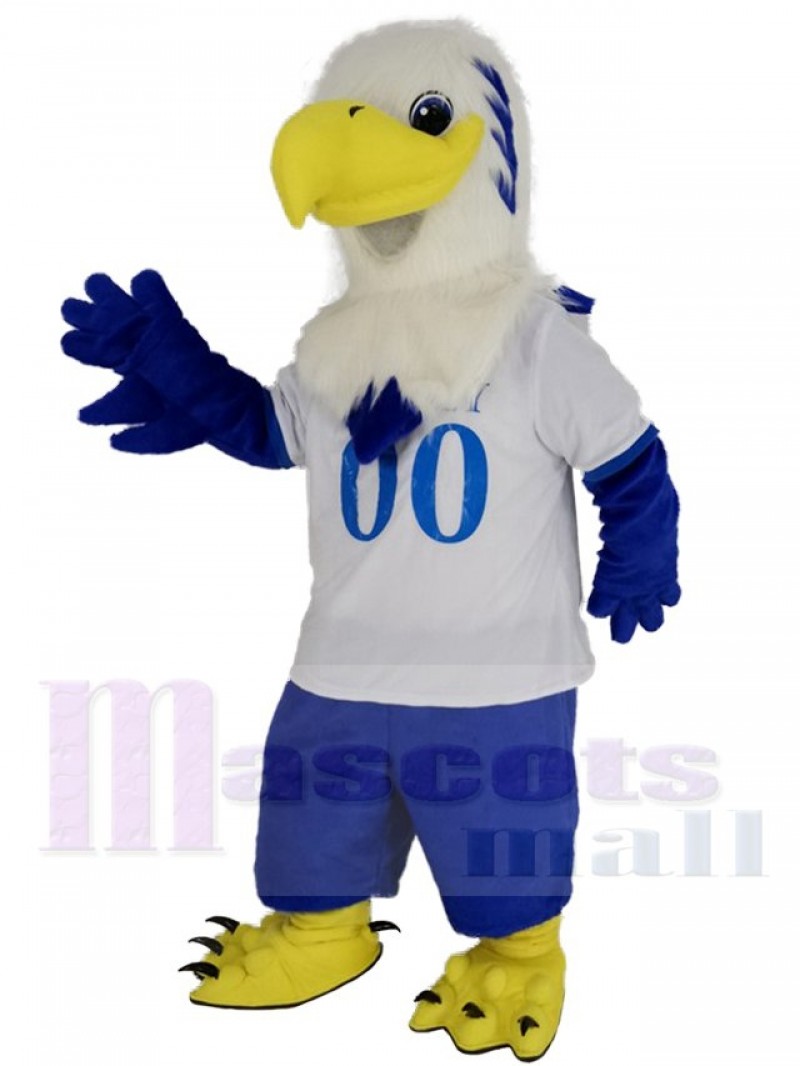 White Head Falcon Eagle in White T-shirt Mascot Costume