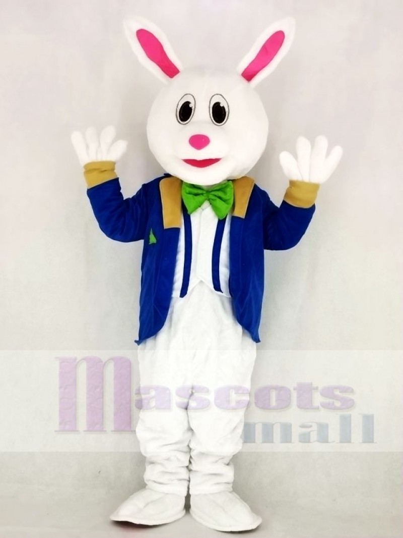 Funny Easter Bunny Rabbit with Blue Suit Mascot Costume Animal 