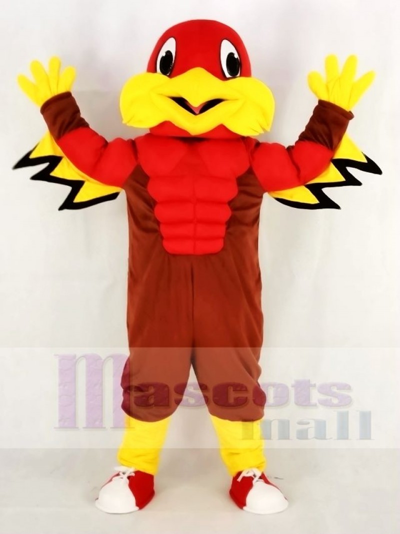 Cute Red Eagle with Blue Eyes Mascot Costume