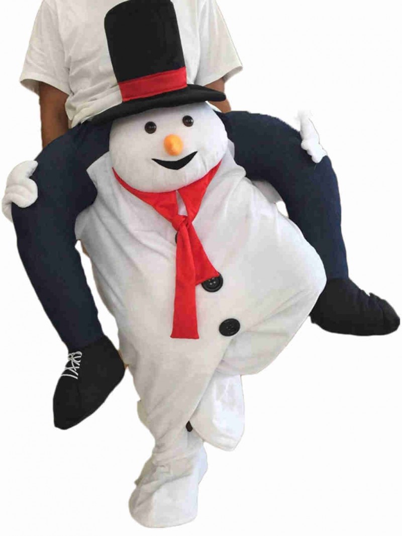 Piggyback Snowman Carry Me Ride White Snowman Mascot Costume