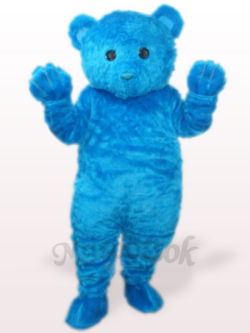 Blue Long Hair Bear Plush Adult Mascot Costume