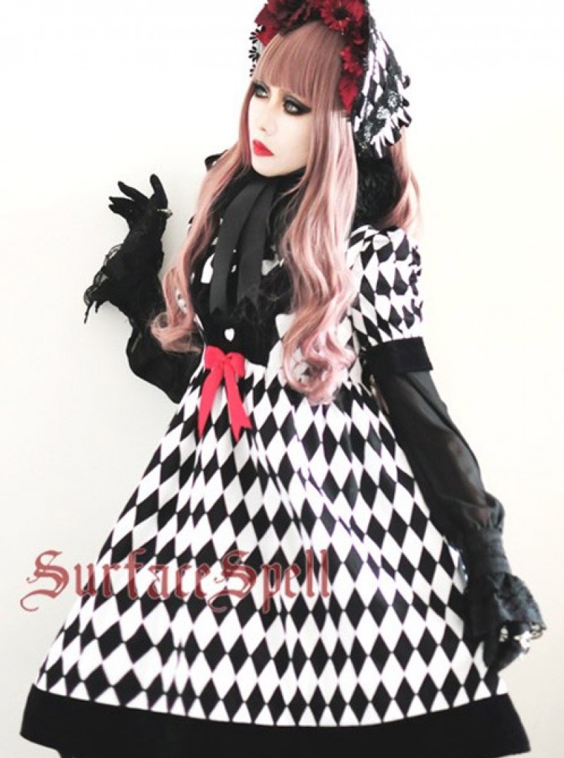 Surface Spell Illusion Realizer Gingham High Waist Lolita OP Dress