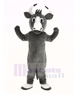 Happy Grey Bull Mascot Costume