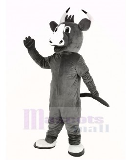 Happy Grey Bull Mascot Costume