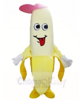 Yellow Banana with A Pink Hat Mascot Costumes Fruit