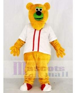 Fresno Grizzlies Parker T. Orange Bear with White T-shirt Mascot Costume