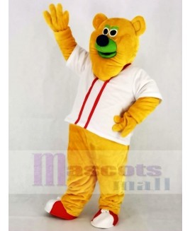 Fresno Grizzlies Parker T. Orange Bear with White T-shirt Mascot Costume