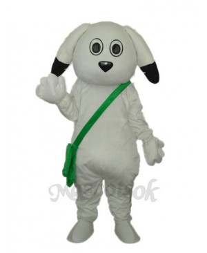 Green Bag White Dog Mascot Adult Costume