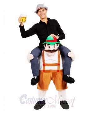 Piggy Back Shoulder Bavarian Oktoberfest Beer Guy Carry Me Ride On Stag Mascot Costume