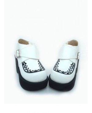 White 3.5" Heel High Beautiful Synthetic Leather Round Toe Cross Straps Platform Girls Lolita Shoes