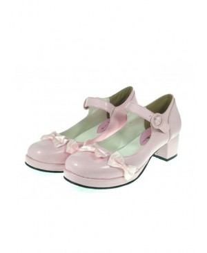 Pink 1.8" Heel High Classic Patent Leather Point Toe Cross Straps Platform Women Lolita Shoes