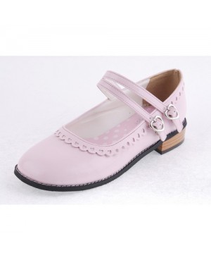 Pink 1.0" Heel High Beautiful Patent Leather Point Toe Cross Straps Platform Women Lolita Shoes