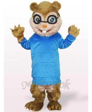 Blue Squirrel With Long Hair And Short Teeth Plush Adult Mascot Costume