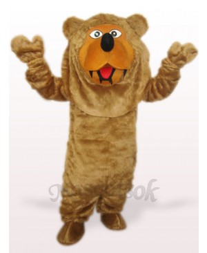 Brown Long Hair Bear Plush Adult Mascot Costume