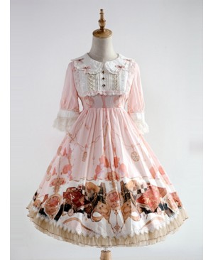 Elegant Printing Doll Collar Classic Lolita Short Sleeve Dress