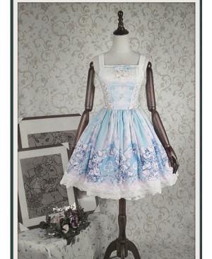 Bunny Alice printing Chiffon Lolita Sleeveless Dress Version I