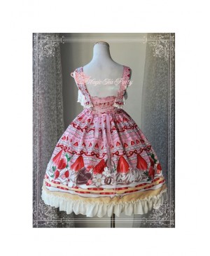 Magic Tea Party Strawberry Chocolate Series High Waist Printing Sweet Lolita Sling Dress