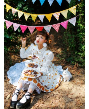 Fashion Paris Pagoda And Biscuits Printing Sweet Lolita Sling Dress