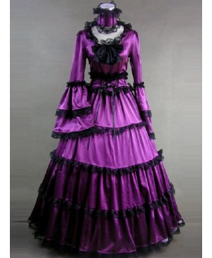 Matte Satin Lace Gothic Lolita Prom Dress