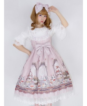 *Royal Rabbit Tea Party* Chiffon Little High Waist Classic Lolita Sling Dress