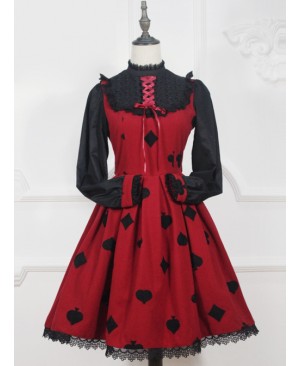 Red Queen Series Retro Fairy Tales Style Woolen Embroidered Long Sleeve Classic Lolita Dress