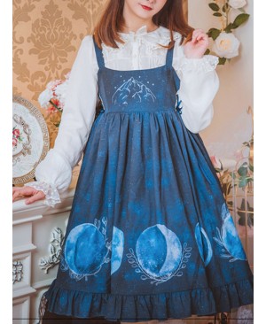 Lunar Eclipse Series Classic Lolita Dark Blue Sling Dress