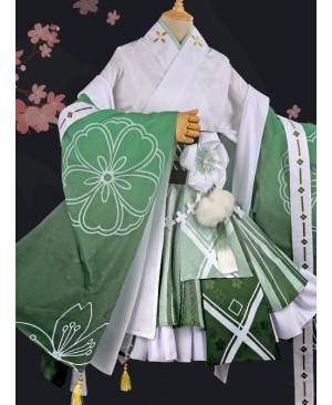 Japanese Style Cherry Blossom Jacquard Classic Lolita Flower Festival Green Kimono