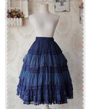 Peacock Blue Elegant Multi Layer Chiffon Lolita Petticoat