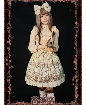 Rose Tower Sleeping Beauty Series Middle-waisted Ivory Bowknot Lolita Skirt