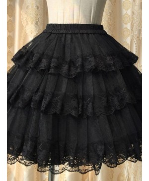 Cotton Black Lining Voile Lolita Skirt