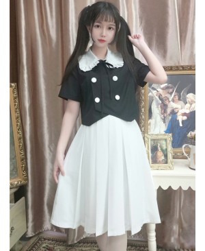 College Style Pure White Lolita Pleated Skirt