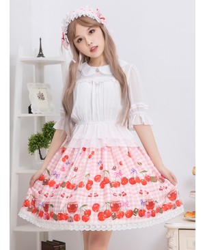 Bowknot Lace Cherry Sauce Sweet Lolita Skirt