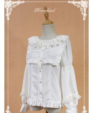 White Doll Collar Lantern Sleeve Bowknot Lolita Blouse