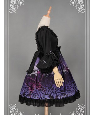 Lace Decorated Square Collar Flouncey  Lolita  Available - Butterfly Cemetery by Souffle Song