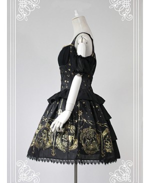 Black Open The Shoulder Tight Waist Lolita Skirt