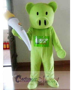 Green Pig Mascot Costume Adult Costume