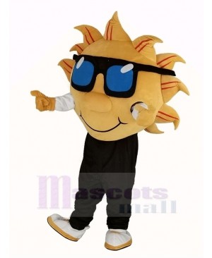 Yellow Sunshine with Sunglasses Mascot Costume