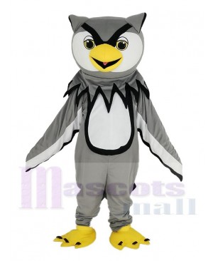 Gray Owl with Yellow Beak Mascot Costume Bird