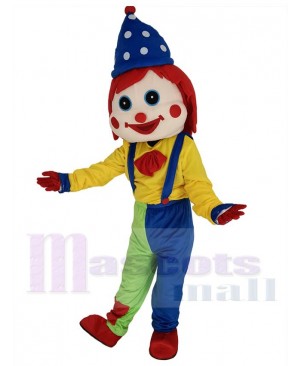 Funny Clown with Blue Hat Mascot Costume People