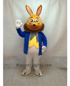 High Quality Easter Cute Mr. Brown Bunny Mascot Costume in Coat