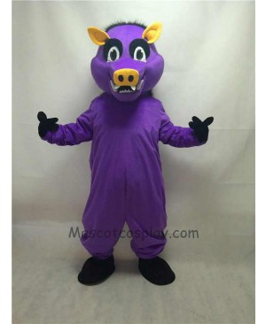 Cute Purple Razorback Feral Pig Hog Wild Boar Mascot Costume