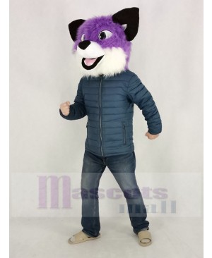 Purple Husky Dog Mascot Costume Head Only