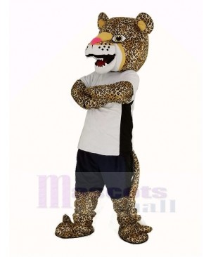 Strong Jaguar with T-shirt Mascot Costume Animal