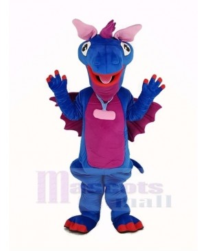 Blue Dragon with Purple Wings Mascot Costume Animal